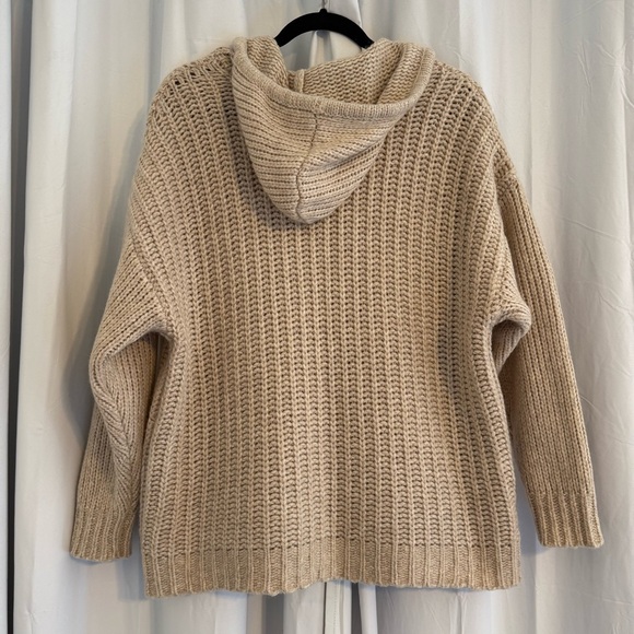 Aerie Marshmallow Moves Chunky Knit Hoodie Cream Large - Picture 3 of 8